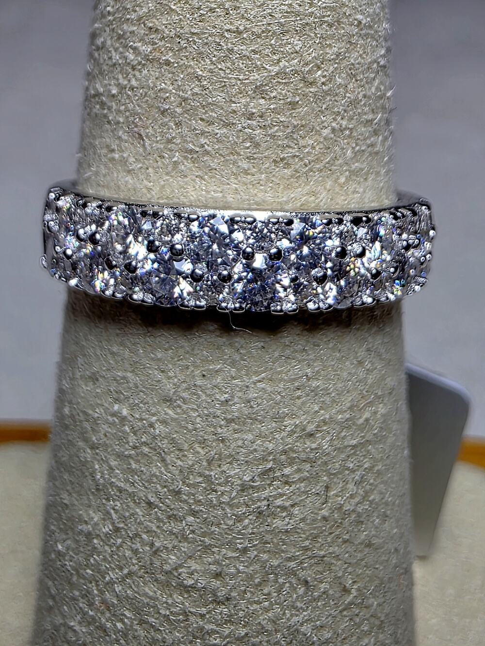 S7 0.9ct Moissanite Two-Row Half Eternity Band 925 Sterling Silver